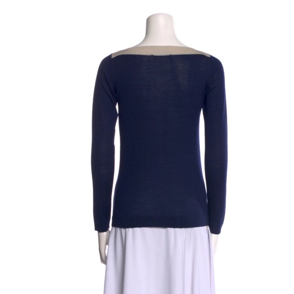 Prada Wool Blend Navy Boat Neckline Knit Sweater , size Small - Picture 2 of 14